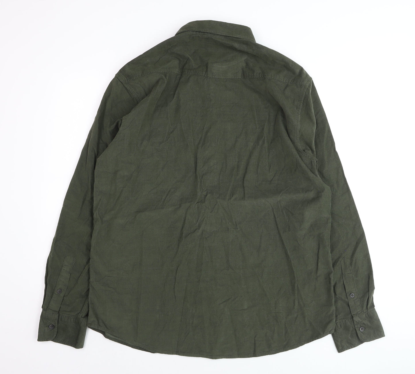 Dunnes Stores Men's Green Regular Fit Corduroy Shirt Size L