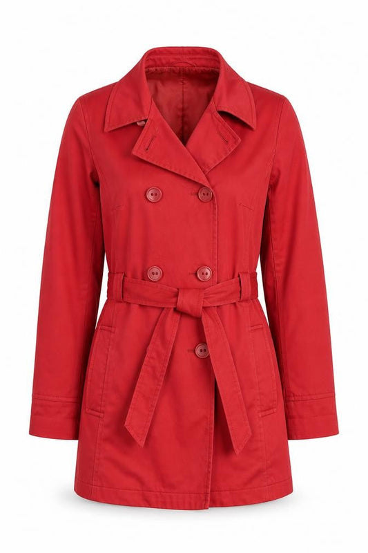 John Lewis Women's Red Belted Trench Coat Size 14