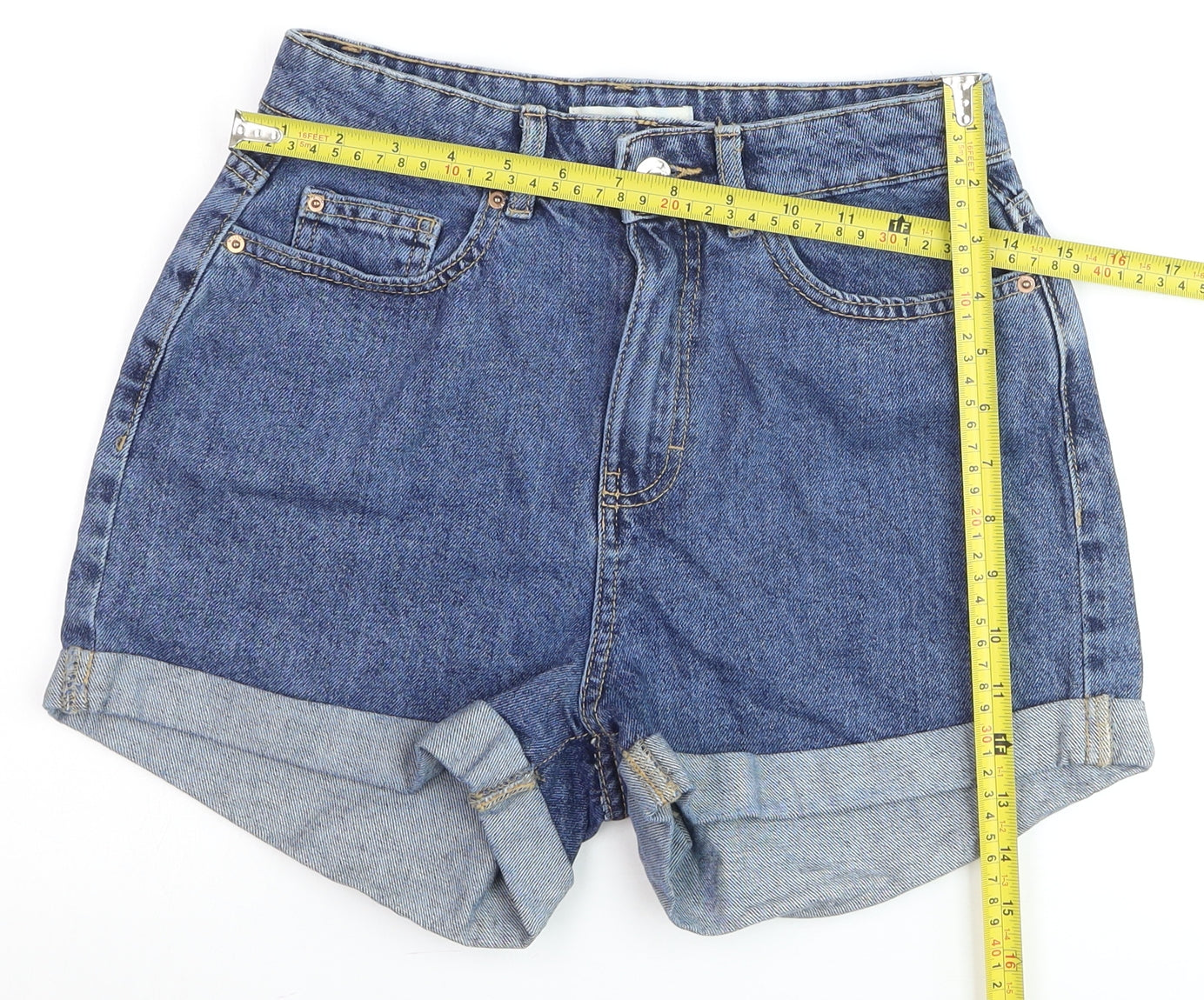 Denim Co Women's Blue High Rise Mom Denim Shorts Size 8