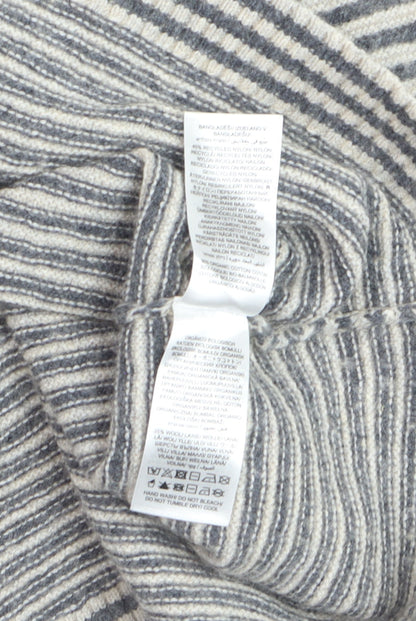 Seasalt Cornwall Women’s Purple Grey Striped Wool Knit Jumper UK 16