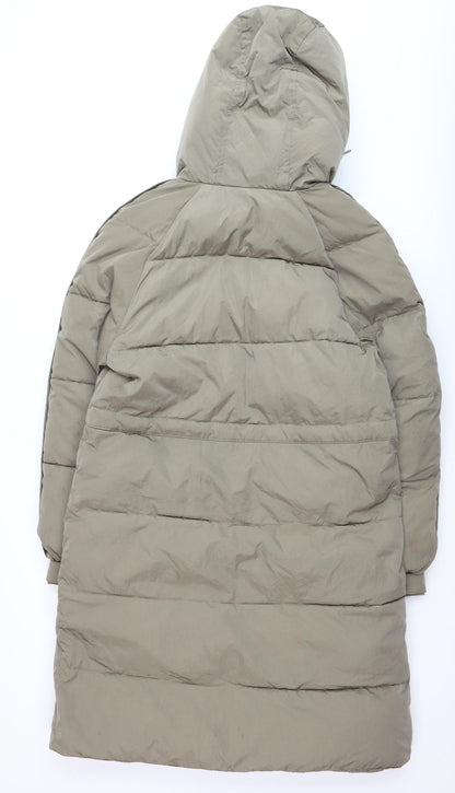 Marks and Spencer Women's Brown Faux Fur Hooded Long Parka Coat Size 10