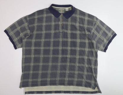 G.P.S Global Tracking Men's Blue Check Cotton Polo Shirt Size L