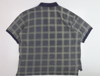 G.P.S Global Tracking Men's Blue Check Cotton Polo Shirt Size L