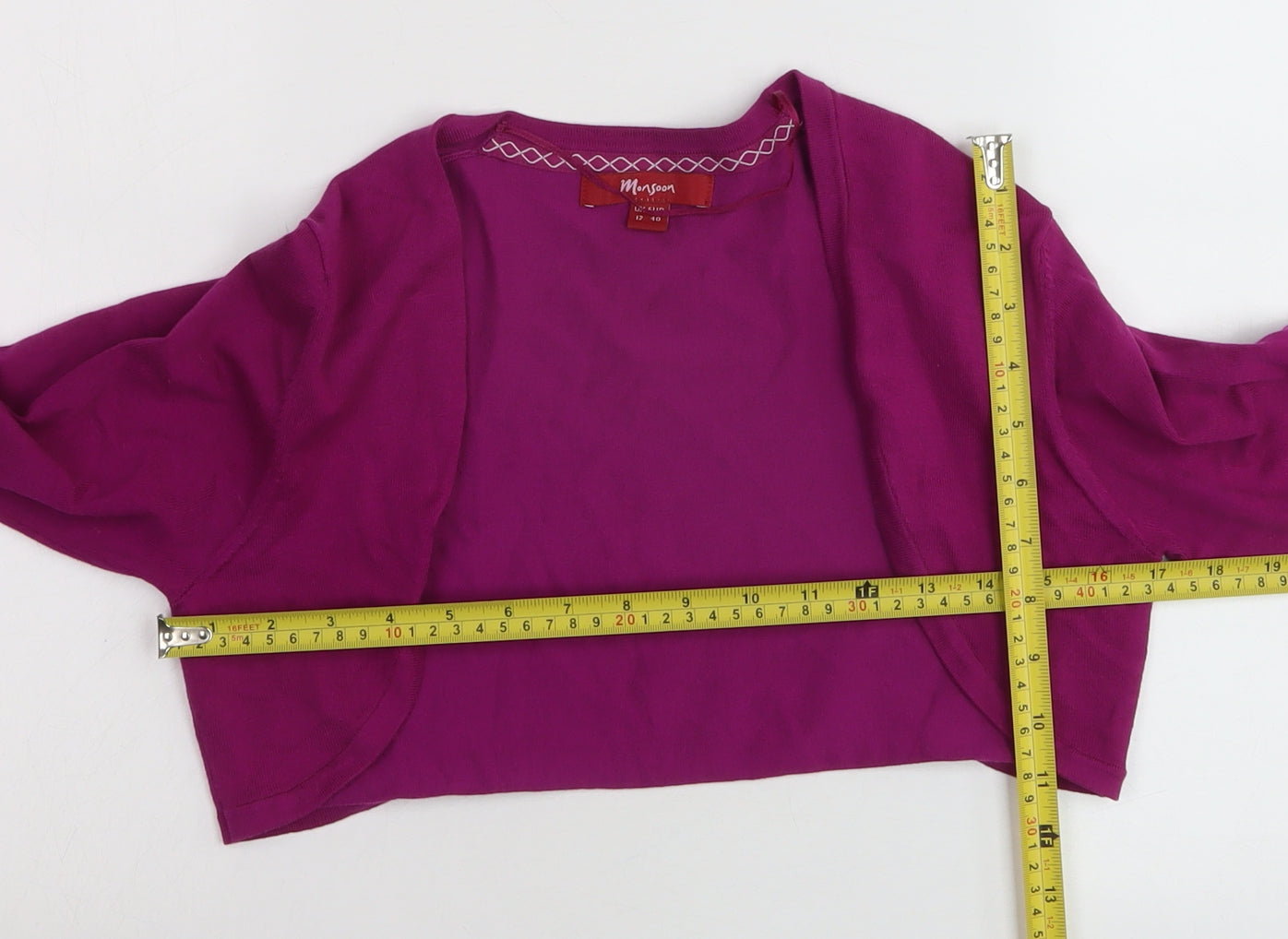 Monsoon Women Purple Shrug Cardigan Size 12 Cotton Knit