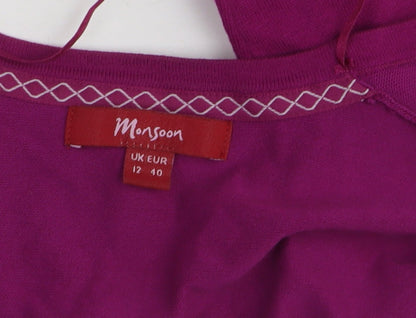 Monsoon Women Purple Shrug Cardigan Size 12 Cotton Knit