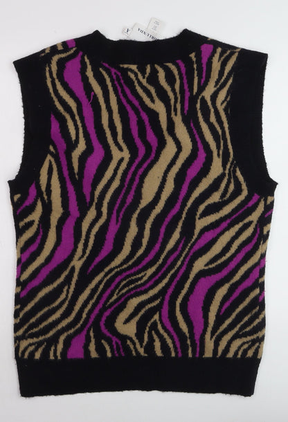 Annorlunda Women’s Multicoloured Zebra Print Wool Knit Vest Size 8