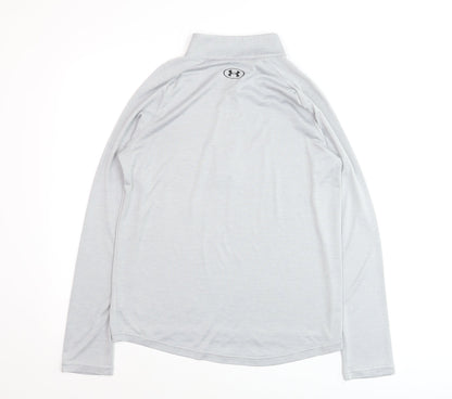 Under Armour Boys Grey YLG 1/4 Zip Long Sleeve Pullover Sweatshirt
