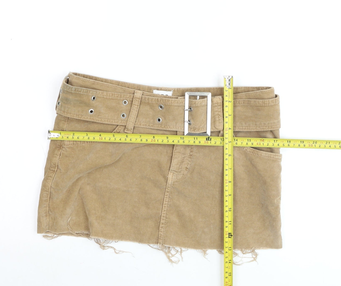 BDG Women Beige Corduroy Mini Skirt with Belt M