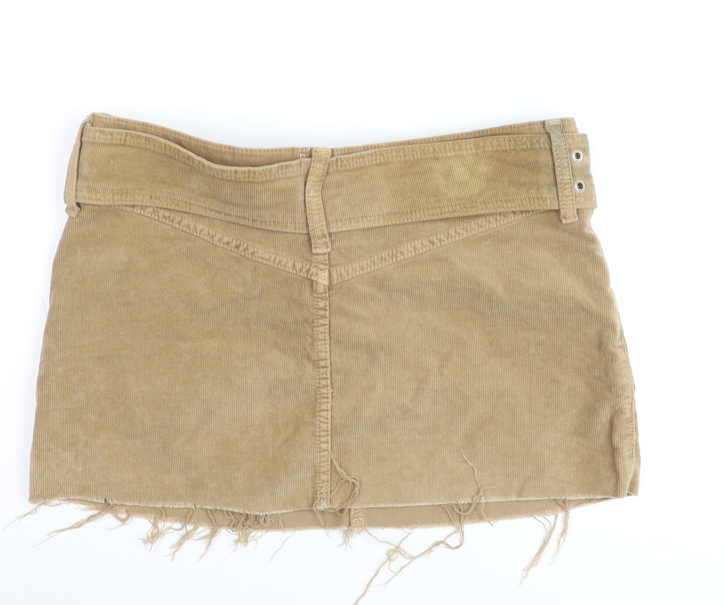 BDG Women Beige Corduroy Mini Skirt with Belt M