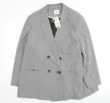 Tu Woman Black Check Blazer Size 22 Lined Button Workwear Jacket