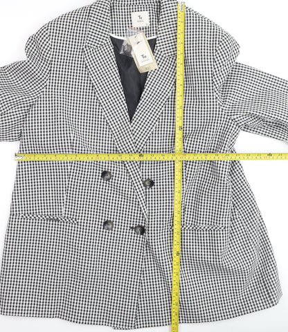 Tu Woman Black Check Blazer Size 22 Lined Button Workwear Jacket