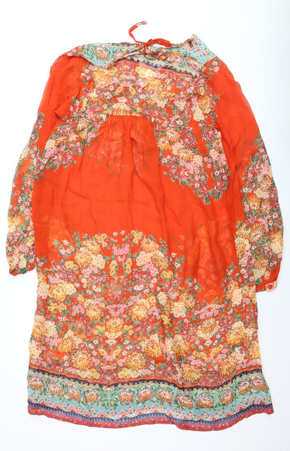ASOS Women’s Orange Floral Bohemian Knee Length Chiffon Dress Size 8