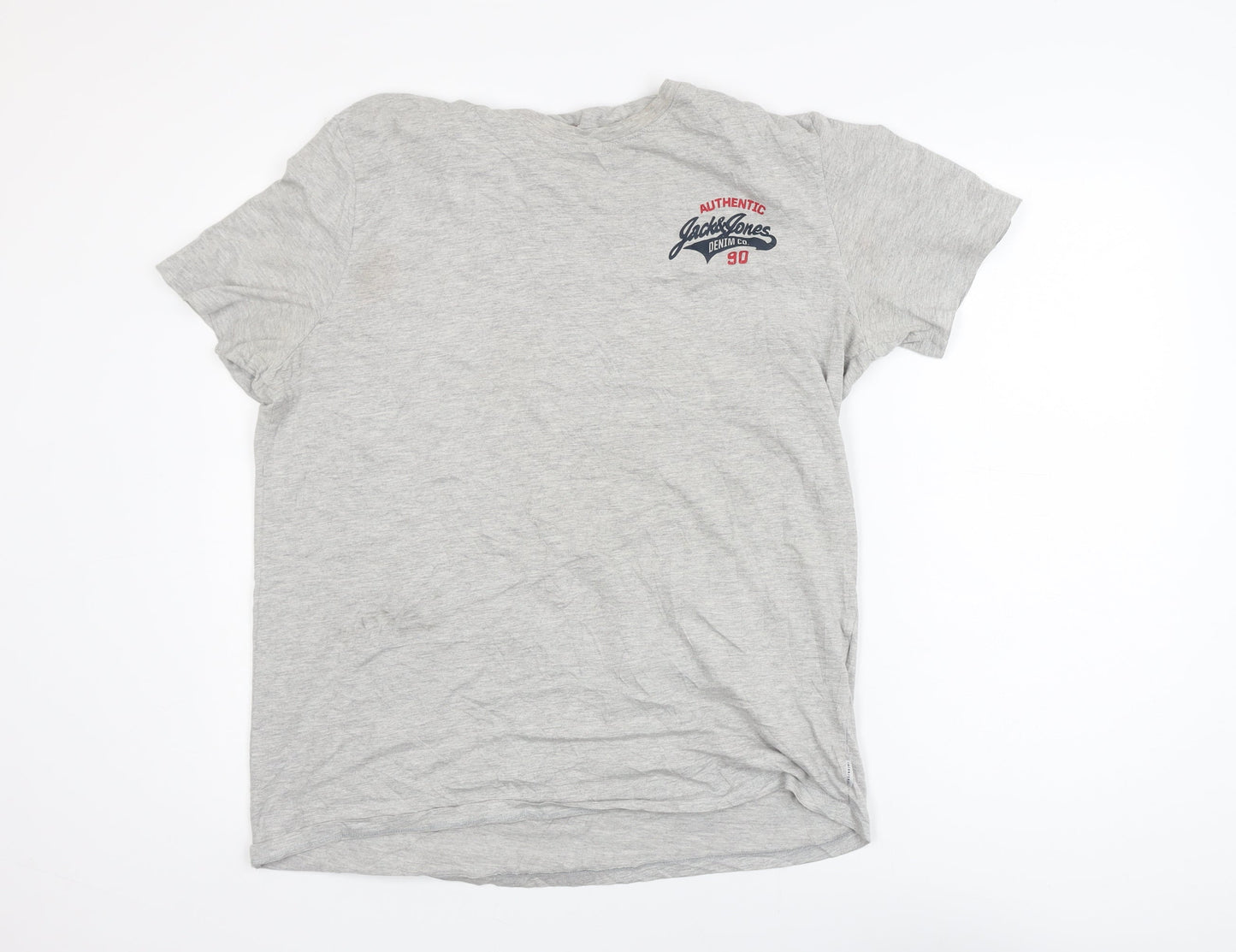 Jack & Jones Men's Grey Crew Neck Short Sleeve T-Shirt Size S