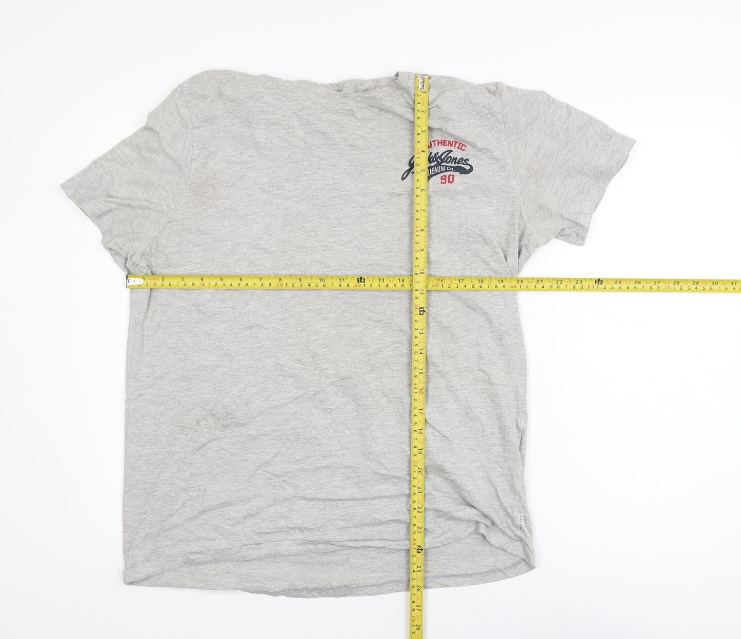 Jack & Jones Men's Grey Crew Neck Short Sleeve T-Shirt Size S