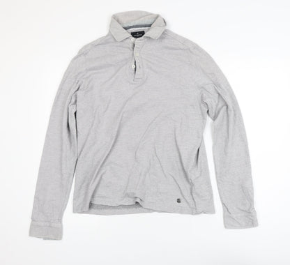 Jeff Banks Men's Grey Cotton Long Sleeve Button-Up Shirt M
