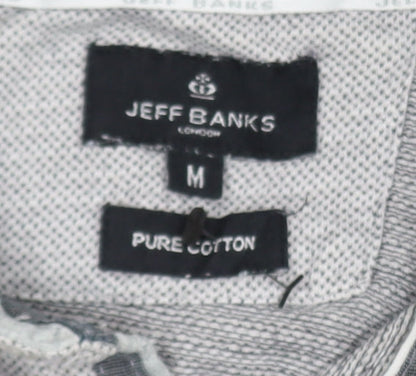 Jeff Banks Men's Grey Cotton Long Sleeve Button-Up Shirt M