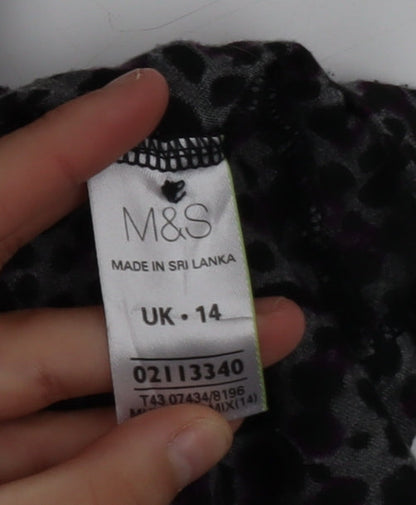 Marks and Spencer Women’s Grey Animal Print Ruffle Tunic Blouse Size 14