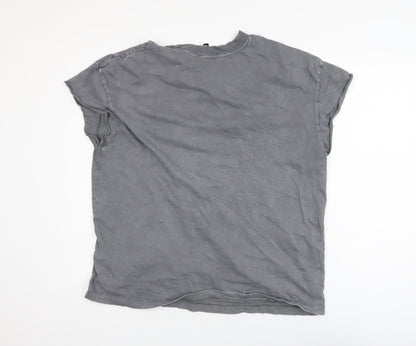 H&M Divided Women Grey Nirvana Graphic Cotton T-Shirt Size 12