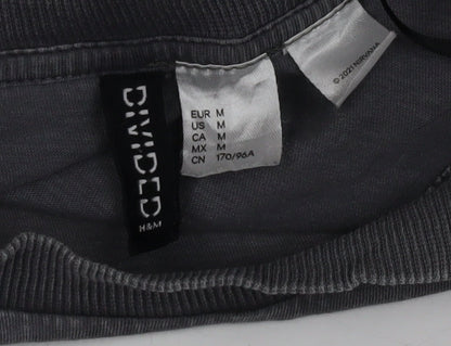 H&M Divided Women Grey Nirvana Graphic Cotton T-Shirt Size 12
