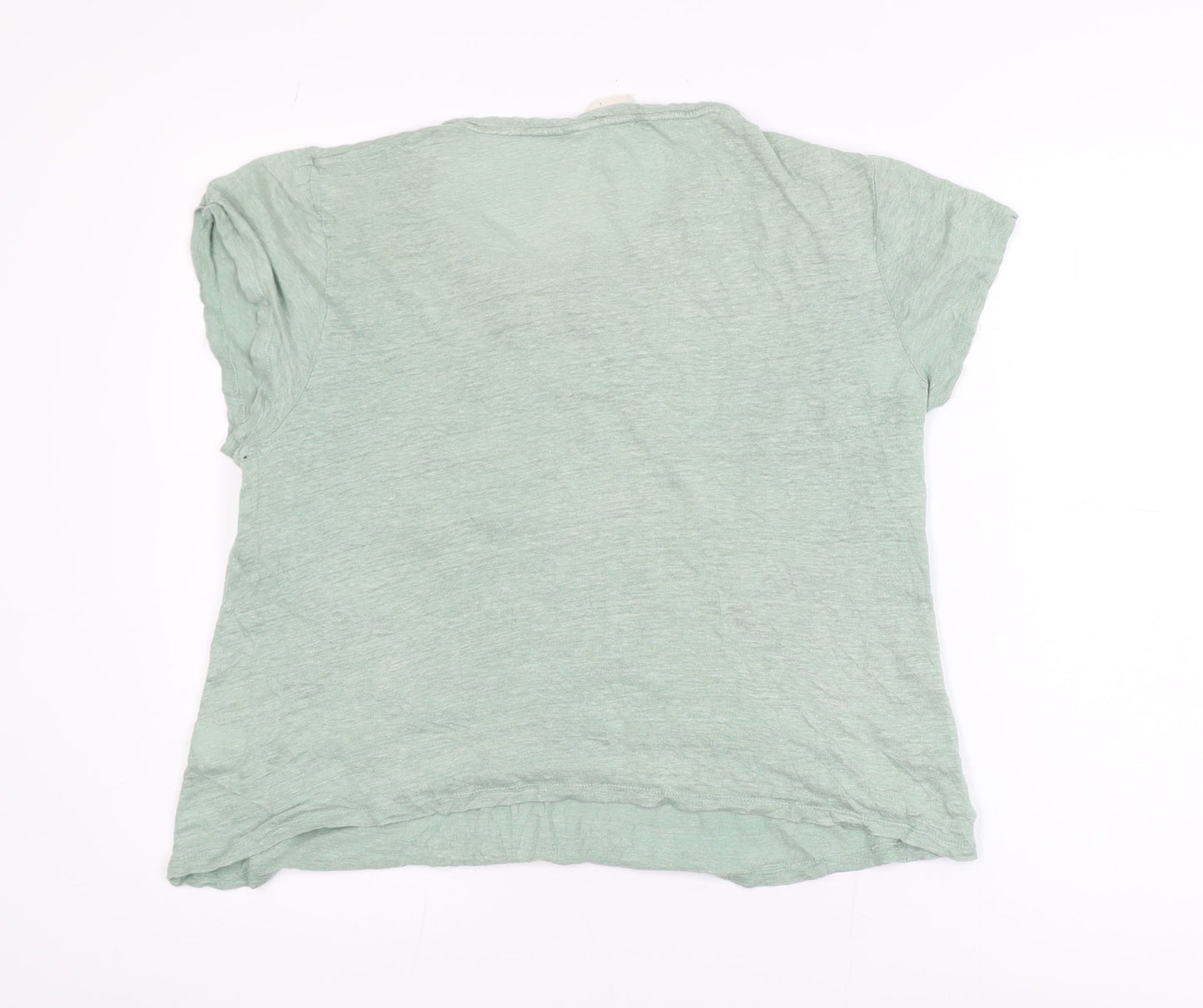 Hush Women Green Linen Short Sleeve Star T-Shirt Size L