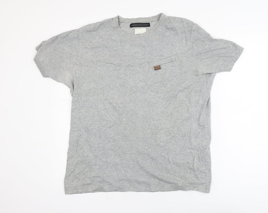 Marshall Artist Men's Grey Cotton Crew Neck T-Shirt Medium
