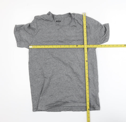 BOSS Men’s Grey Cotton Crew Neck Regular Fit Short Sleeve T-Shirt M
