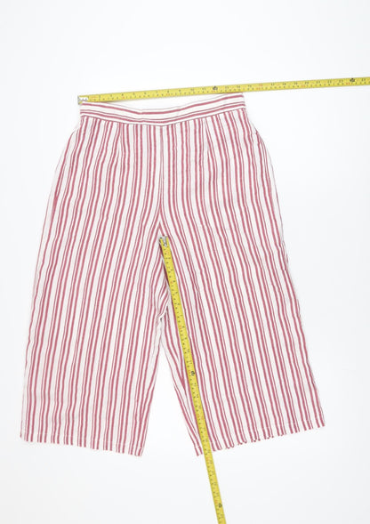 Miss Selfridge Petites Red Striped Cropped Trousers Women's UK 12
