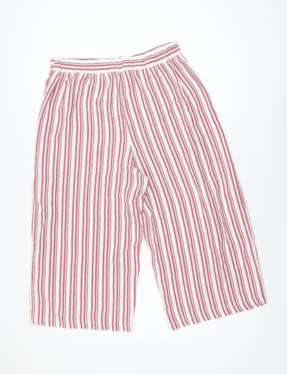 Miss Selfridge Petites Red Striped Cropped Trousers Women's UK 12
