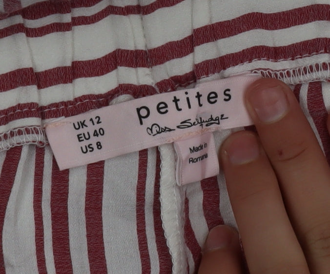 Miss Selfridge Petites Red Striped Cropped Trousers Women's UK 12