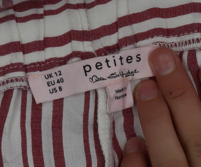 Miss Selfridge Petites Red Striped Cropped Trousers Women's UK 12
