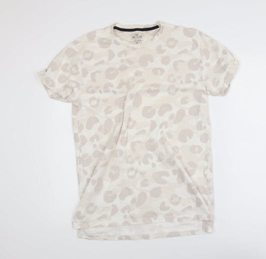 Hollister Womens Beige Animal Print Longline T-Shirt Size S