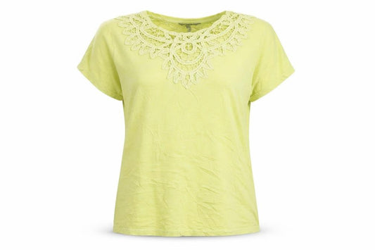 Principles Women’s Green Crochet Neck Cotton T-Shirt Size 12