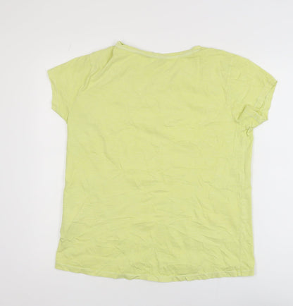 Principles Women’s Green Crochet Neck Cotton T-Shirt Size 12