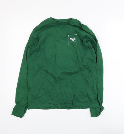 Vans Boys Green Long Sleeve Classic Fit Cotton Skate T-Shirt Size L (12-14)