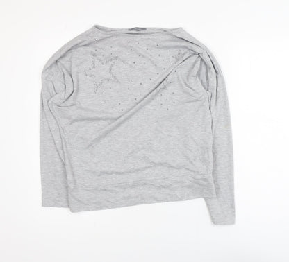 Principles Women Grey Long Sleeve Star Embellished Jersey Top Size M