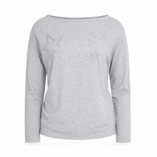 Principles Women Grey Long Sleeve Star Embellished Jersey Top Size M
