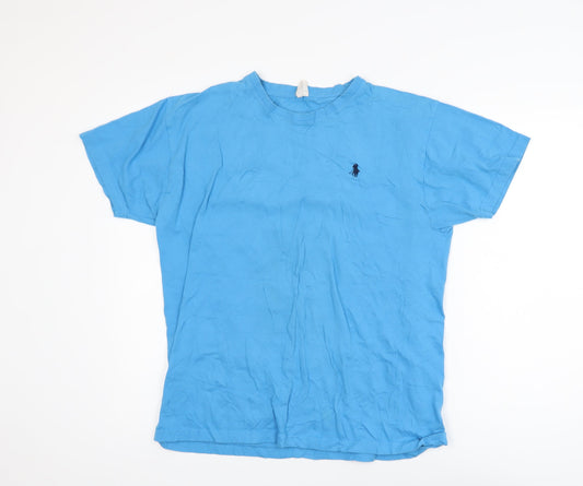 Anbor Premium Men's Blue Crew Neck Short Sleeve Cotton T-Shirt XL