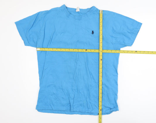 Anbor Premium Men's Blue Crew Neck Short Sleeve Cotton T-Shirt XL