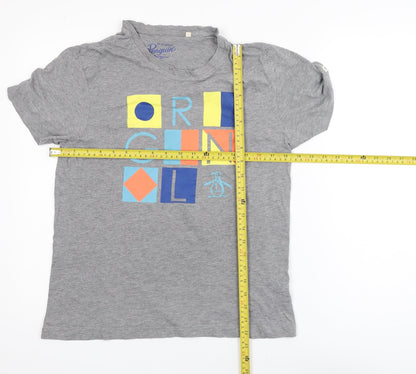 Penguin Mens Grey Graphic Print Cotton T-Shirt Size S