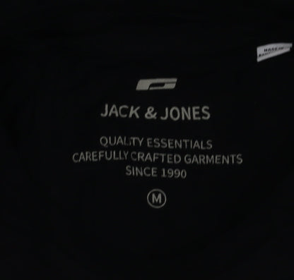 Jack & Jones Men's Black Graphic Logo Crew Neck T-Shirt Size M