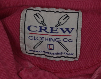 Crew Clothing Co. Men's Pink Striped Polo Shirt Size L