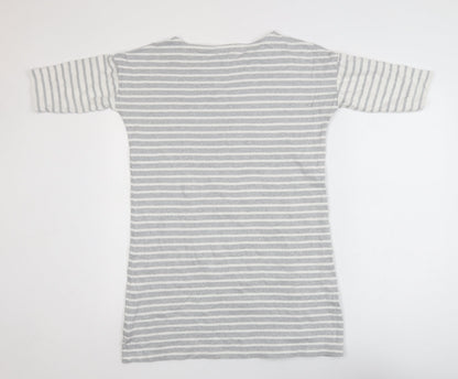 Crew Clothing Women’s Grey White Striped Cotton 3/4 Sleeve T-Shirt Size 10