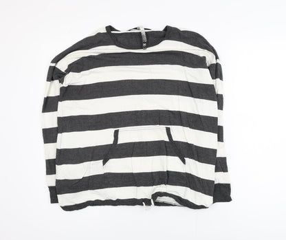 Kensie Women’s Black White Striped Relaxed Jersey Long Sleeve Top M