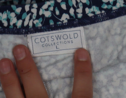 Cotswold Collections Women's Blue Floral Cotton A-Line Skirt L