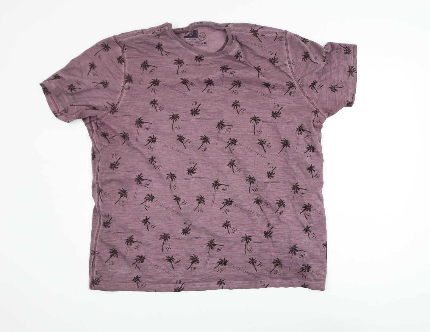 Marks and Spencer North Coast Men’s Burgundy Palm Print Cotton T-Shirt XXL