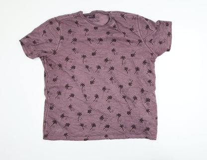 Marks and Spencer North Coast Men’s Burgundy Palm Print Cotton T-Shirt XXL