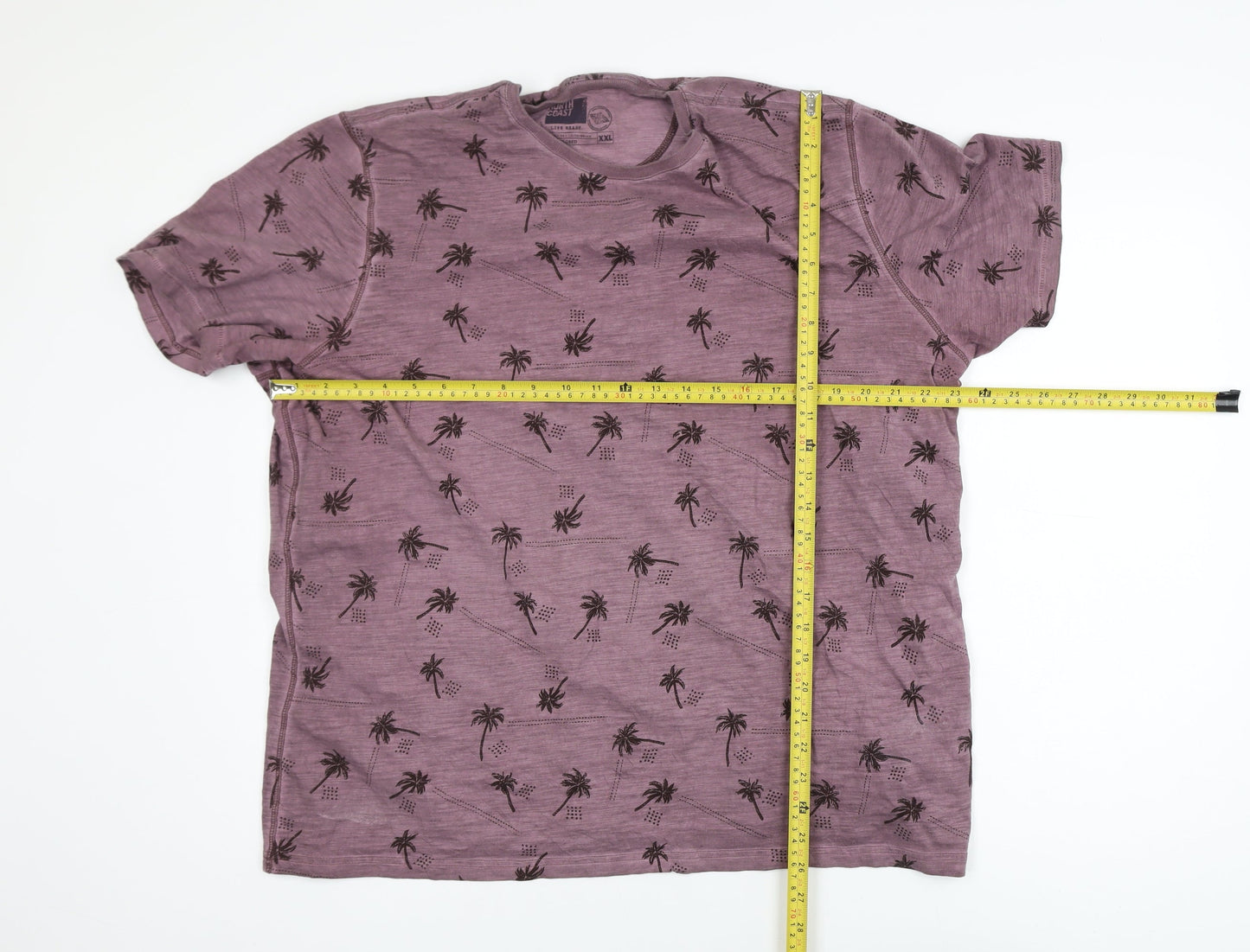 Marks and Spencer North Coast Men’s Burgundy Palm Print Cotton T-Shirt XXL