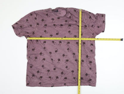 Marks and Spencer North Coast Men’s Burgundy Palm Print Cotton T-Shirt XXL