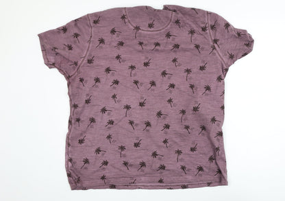Marks and Spencer North Coast Men’s Burgundy Palm Print Cotton T-Shirt XXL