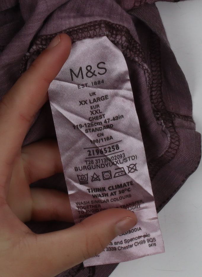 Marks and Spencer North Coast Men’s Burgundy Palm Print Cotton T-Shirt XXL